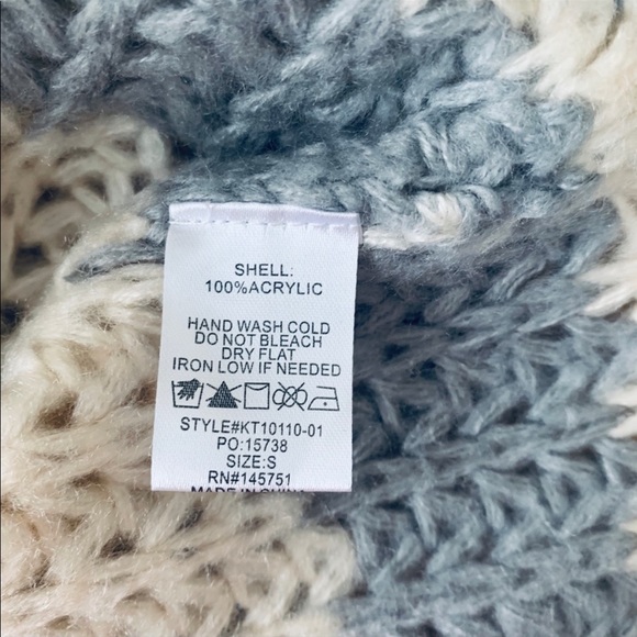 Paris To Jena Oversized Sweater Crochet Cold Shoulder Turtleneck Size S - Picture 5 of 13